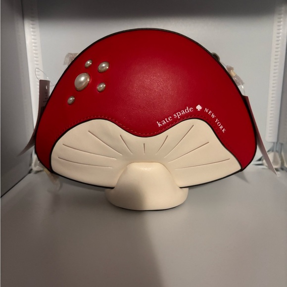 kate spade Handbags - NWT Kate Spade Red & White "Take A Hike" 3D Mushroom Crossbody